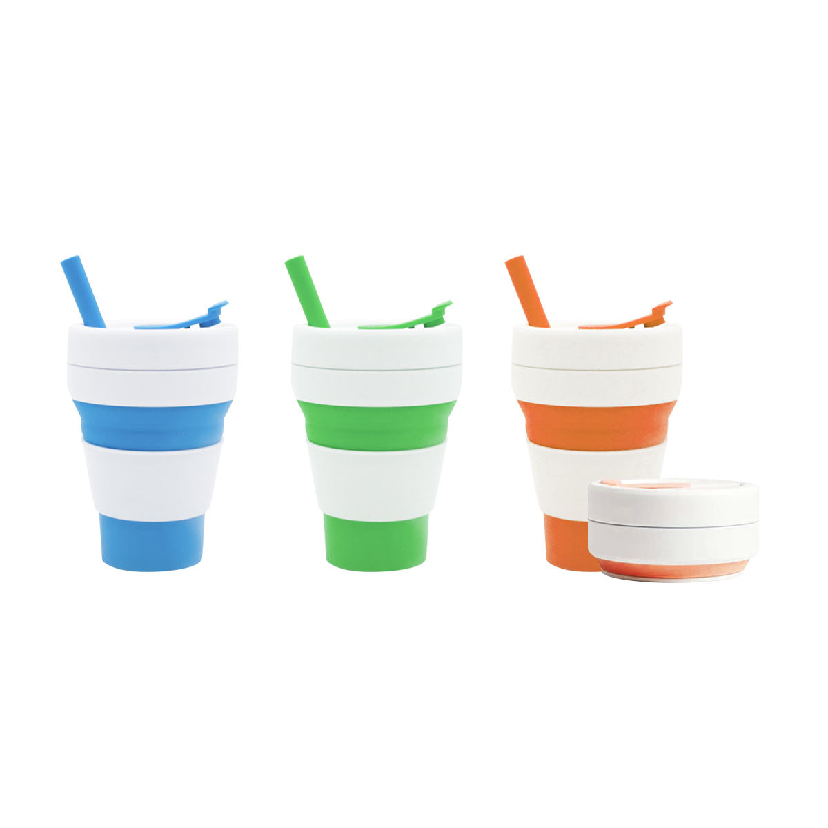 Foldable Silicone Cup with Straw (355ml/ 450ml)